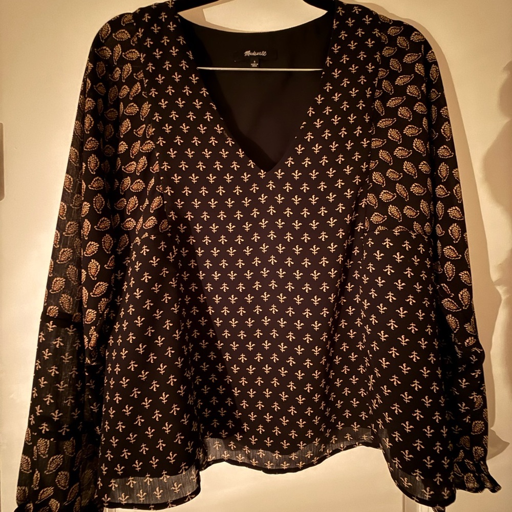 Elegant Black Blouse with Gold Accents
